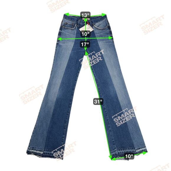 Rentrayage Upcycled Mid Rise Two Tone Patchwork Flare Jeans Size XS 26 Waist - Picture 4 of 15